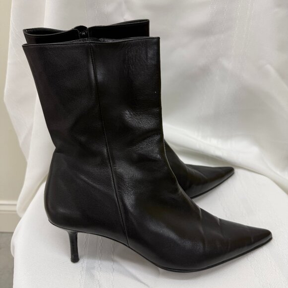 Banana Republic Black Leather Boots size 10 - Picture 1 of 10